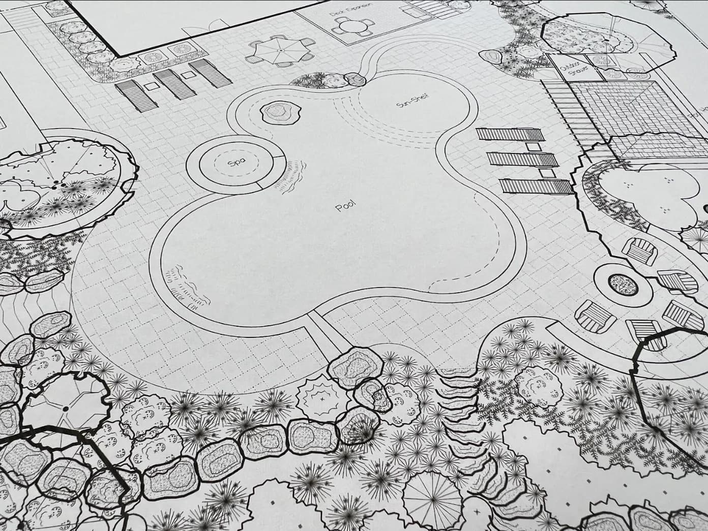 Comprehensive property masterplan CAD rendering showcasing luxury outdoor design layout