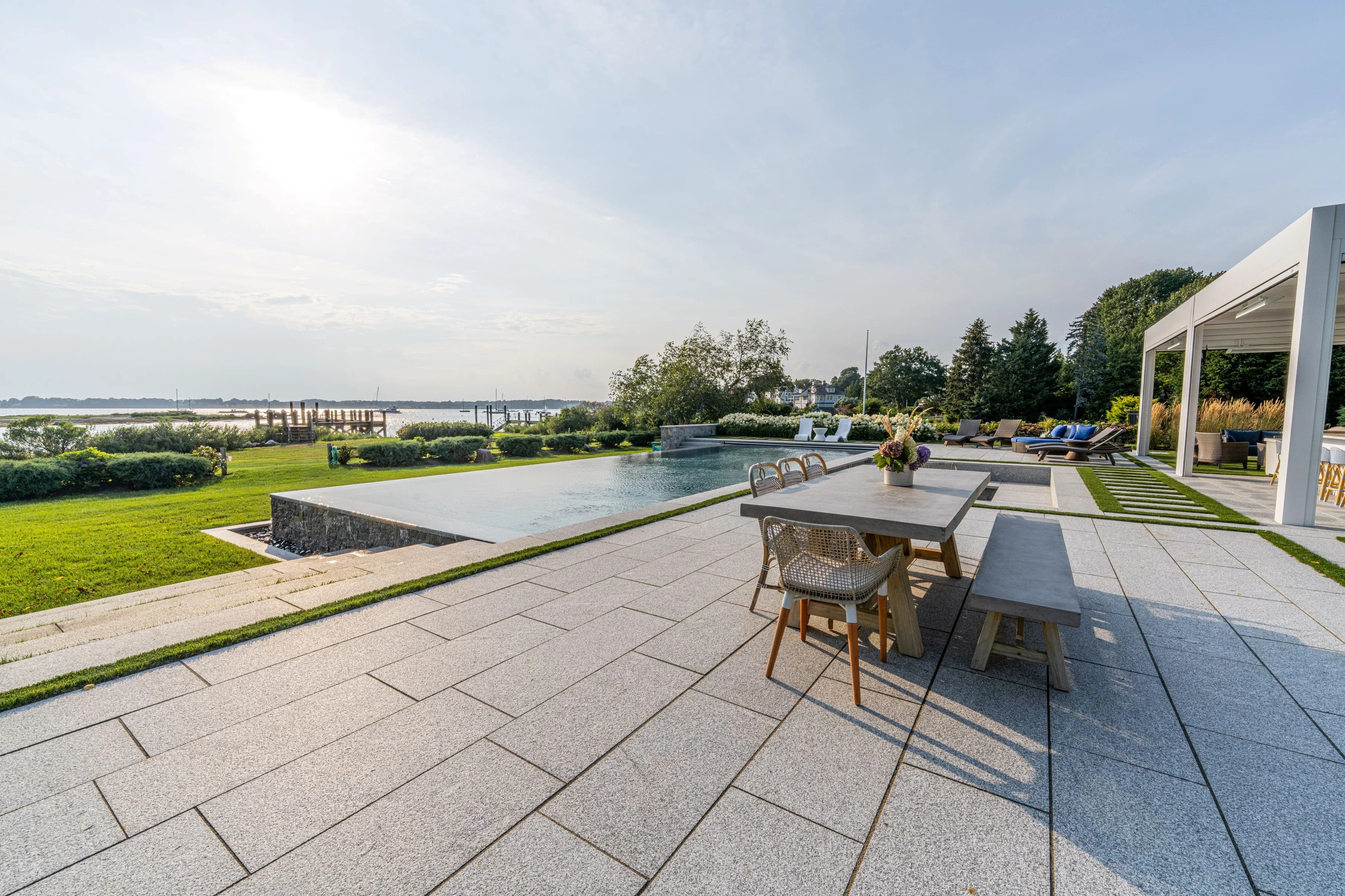 Panoramic view of a completed Redwood luxury outdoor project
